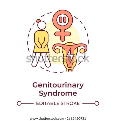 Genitourinary syndrome multi color concept icon. Estrogen loss consequences. Symptom of menopause. Round shape line illustration. Abstract idea. Graphic design. Easy to use in blog post