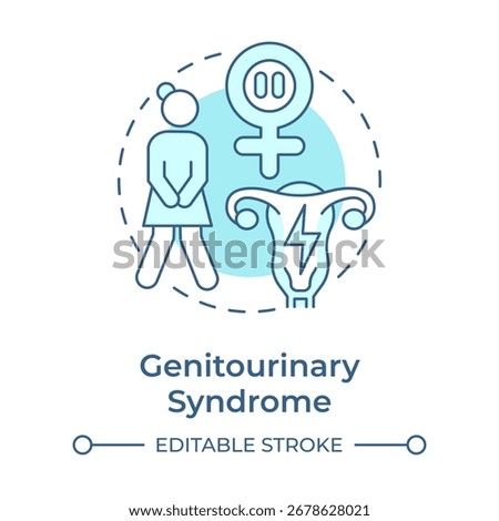 Genitourinary syndrome soft blue concept icon. Estrogen loss consequences. Symptom of menopause duration. Round shape line illustration. Abstract idea. Graphic design. Easy to use in blog post