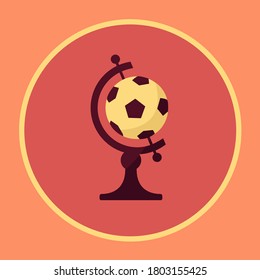 genius art World Icon clean. clean Soccer Ball on Globe vector. simple global football ball like earth symbol or sign. champion league concept creative logo. sport game flat design emblem illustration