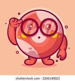 genius billiard ball character mascot with think expression isolated cartoon in flat style design