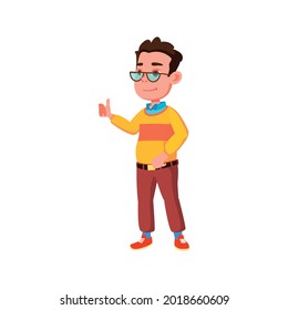 genius boy haciendo gestos bien por el buen vector de dibujos animados de tareas. genio chico haciendo gestos bien por buen personaje de la tarea. ilustración de dibujos animados planos aislados