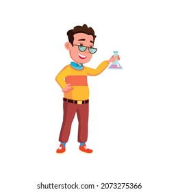 genius boy making chemical laboratory experiment cartoon vector. genius boy making chemical laboratory experiment character. isolated flat cartoon illustration