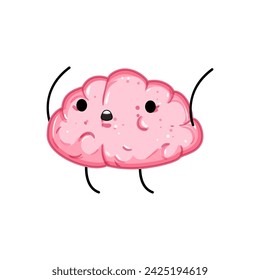 genius brain character cartoon. education creative, human anatomy, glasses clever genius brain character sign. isolated symbol vector illustration