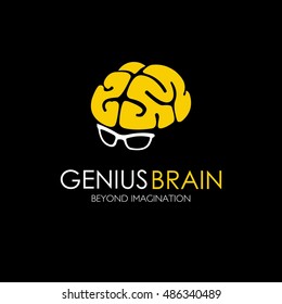 Genius Brain design, badges, symbol, concept and logo. vector illustration