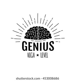 Genius Brain In Rays Logo, 