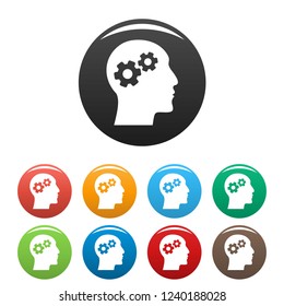 Genius brand brain icons set 9 color vector isolated on white for any design