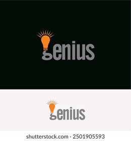 Genius bulb creative business name logo design ideas business name editable vector template  royalty free image