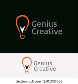 Genius bulb creative business name logo design ideas business name editable vector template  royalty free image