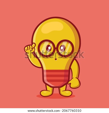genius bulb lamp mascot isolated cartoon in flat style