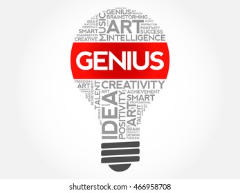 GENIUS bulb word cloud collage, business concept background