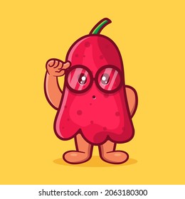 genius cashew fruit mascot isolated cartoon in flat style