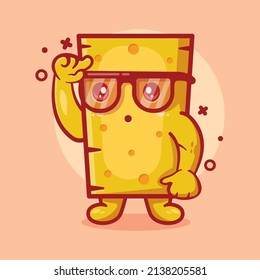 genius cheese character mascot with think expression isolated cartoon in flat style design 