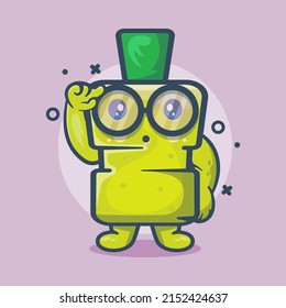 genius dental mouthwash bottle character mascot with think expression isolated cartoon in flat style design