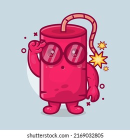 genio dinamita personaje de bomba mascota con expresión de pensamiento dibujos animados aislados de diseño de estilo plano