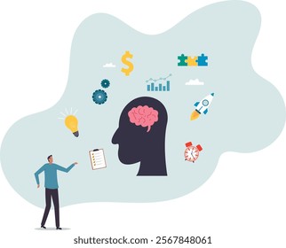 Genius or expert to develop or learning new skills, brainstorming, knowledge or wisdom, competence or intelligence to improve capability .business concept.flat character.