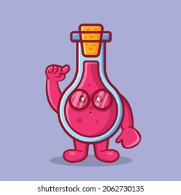genius flask glass mascot isolated mascot in flat style