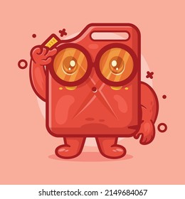 genius fuel jerrycan character mascot with think expression isolated cartoon in flat style design