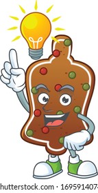 A genius gingerbread bell mascot character design have an idea