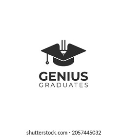 genius se graduó en diseño de logotipo vectorial de icono. inspiración del logotipo de calidad de plantilla de genio graduados