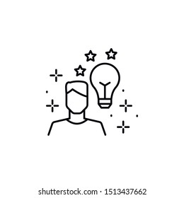 Genius, human, light bulb icon. Element of genius icon. Thin line icon
