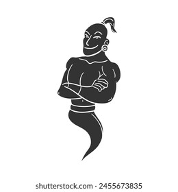 Genius Icon Silhouette Illustration. Arab Myth Vector Graphic Pictogram Symbol Clip Art. Doodle Sketch Black Sign.