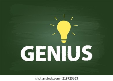 Genius Idea Light Bulb Concept On Green Chalkboard
