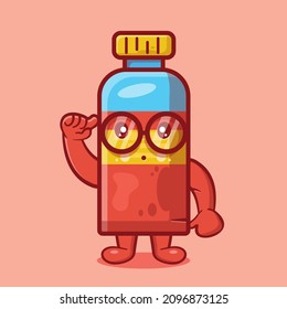 genius juice bottle character mascot isolated cartoon in flat style