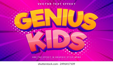 Genius Kids comic Estilo 3d editable efecto de texto Plantilla