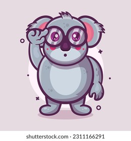 genius koala animal character mascot with think expression isolated cartoon in flat style design