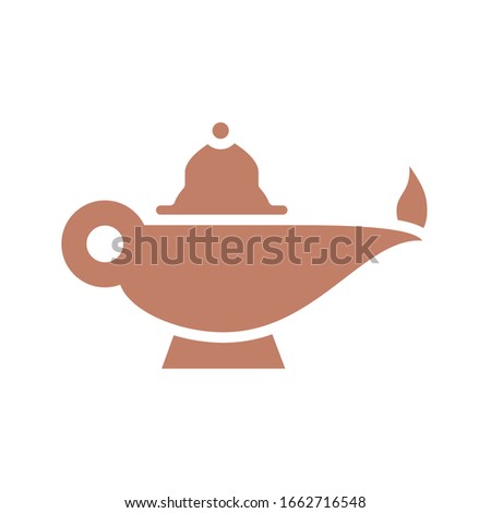 genius lamp over white background, silhouette style icon, vector illustration