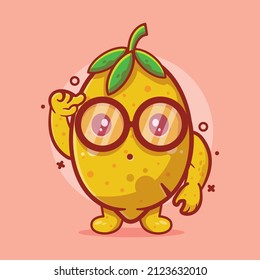 Genius lemon Charakter Maskottchen einzeln Cartoon in flachem Design. großartige Ressource für Symbol, Symbol, Logo, Aufkleber, Banner.