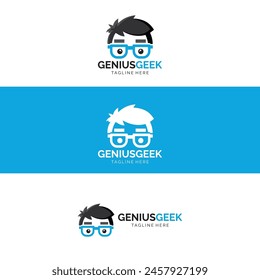 Genius Logo Design Flaches Design Nerd Logo Vorlage