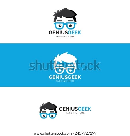 Genius Logo design Flat design nerd logo template