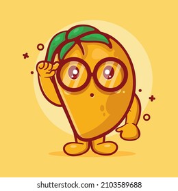genius mango fruit character mascot issolated cartoon in flat style design