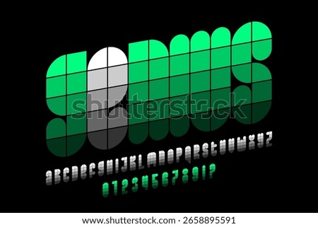 Genius. Modern style font design, alphabet letters and numbers vector illustration
