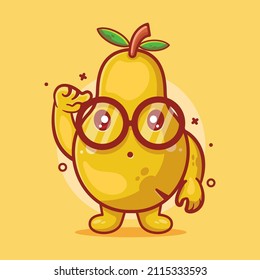 genius pear fruit character mascot isolated cartoon in flat style design. great resource for icon,symbol, logo, sticker,banner.