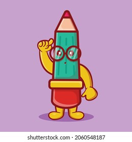 genius pencil mascot isolated cartoon in flat style