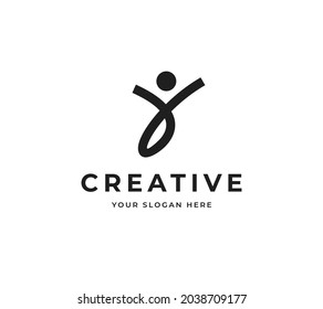 Genius People Success Vector Logo Design. Minimalist Modern Icon Logo Symbol