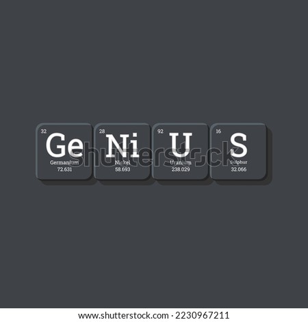 Genius periodic table style typography isolated on black background. Wallpaper