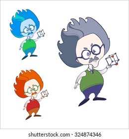 Genius physicist  vector sketch. Linear pen drawing vector sketch.