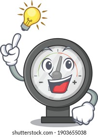 genius pressure gauge Mascot character has an idea gesture