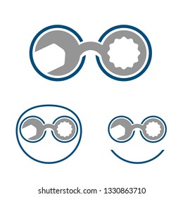Genius Professor Mechanic Expert Wrench Glasses Symbol