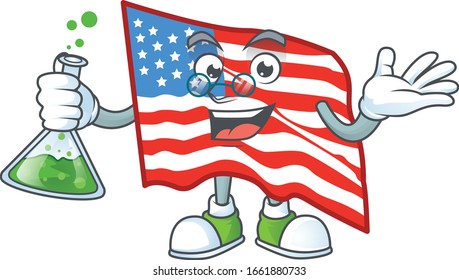 Ein genialer Professor US-Flaggencharakter mit Glasröhre