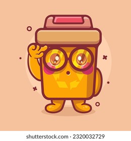 genius recycle bin character mascot think expression isolated cartoon in flat style design 