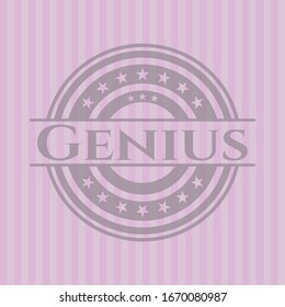 Genius retro pink emblem. Vector Illustration. Detailed.