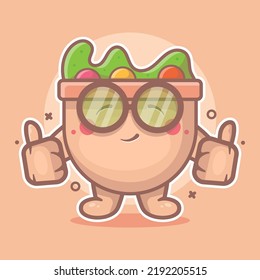 genius salad food character mascot with thumb up hand gesture isolated cartoon in flat style design