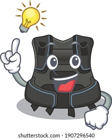 genius scuba buoyancy compensator Mascot character has an idea gesture