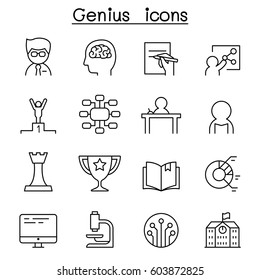 Genius, Smart & Intelligent icon set in thin lines style