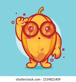 genius star fruit character mascot with think expression isolated cartoon in flat style design 
