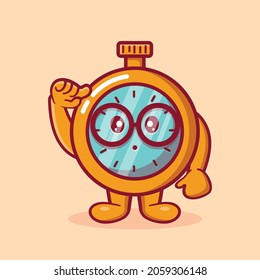 genius stopwatch mascot isolated cartoon in flat style